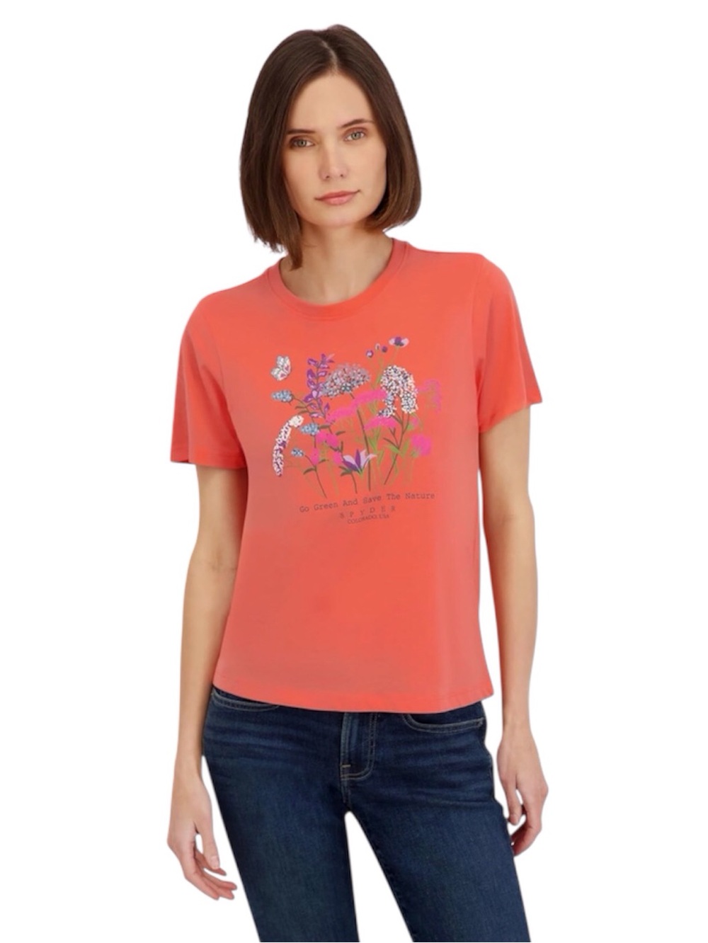 Spyder Floral Eco Friendly Graphic Short Sleeve T-Shirt, Women's Medium, NWT